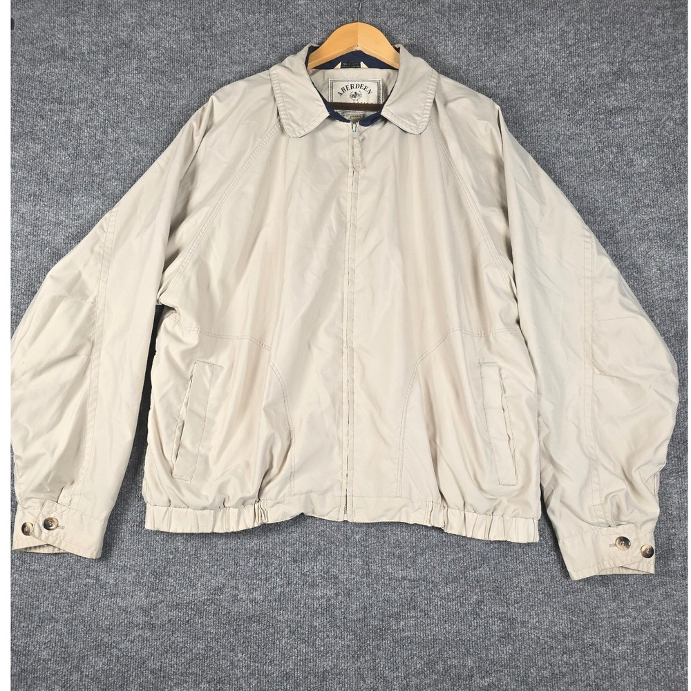 Aberdeen Collection Mens Beige Casual Comfort Full Zip Bomber Jacket XL